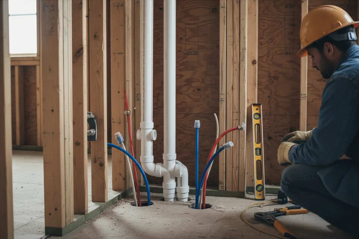 Drain and supply rough-in during Drain Cleaning in Tully
