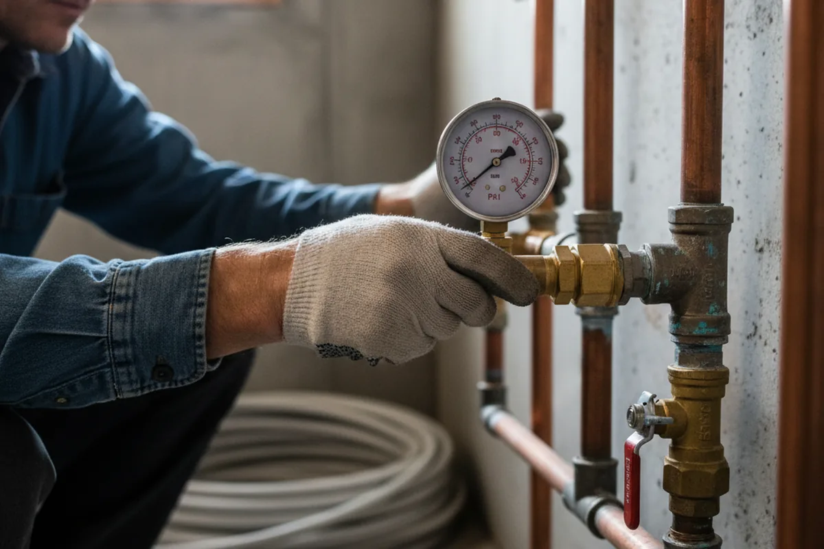 Pressure testing a repaired line during Water Line Repair in Tully